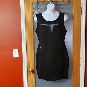 Mesh top cut out black dress